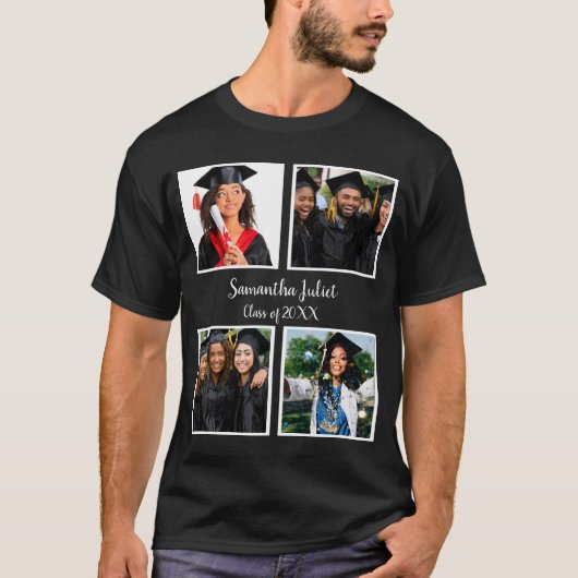Persoonlijke naam Afstuderen 4 Foto Collage T-shirt (Voorkant)