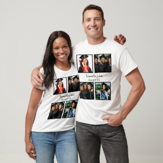 Persoonlijke naam Afstuderen 4 Foto Collage T-shirt