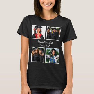 Persoonlijke naam Afstuderen 4 Foto Collage T-shirt