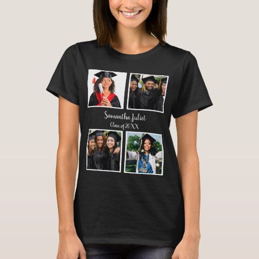 Persoonlijke naam Afstuderen 4 Foto Collage T-shirt (Voorkant)