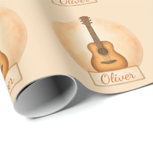 Persoonlijke naam akoestische gitaar voor muziekli cadeaupapier