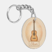 Persoonlijke naam akoestische gitaar voor muziekli sleutelhanger (Voorkant Links)