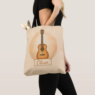 Persoonlijke naam akoestische gitaar voor muziekli tote bag