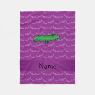 Persoonlijke naam alligator paarse vleermuizen fleece deken