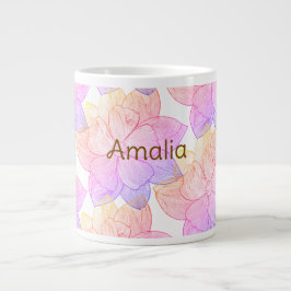 Persoonlijke naam Amalia "Sunset Bloom" Jumbo Grote Koffiekop