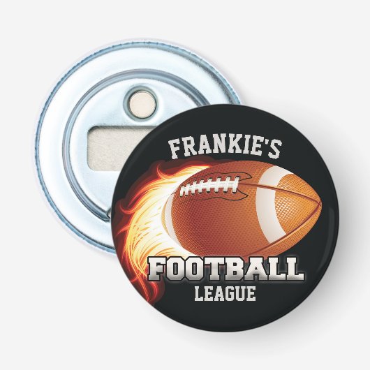 Persoonlijke NAAM American Football Flames Sports Button Flesopener (Voorkant)