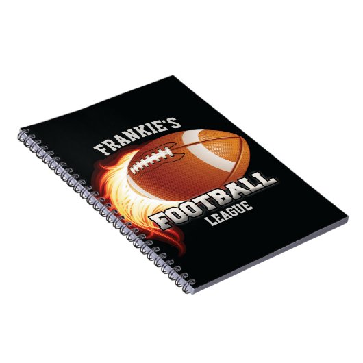 Persoonlijke NAAM American Football Flames Sports Notitieboek (Rechterzijde)