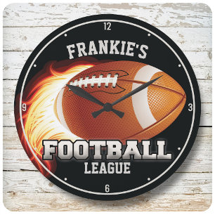 Persoonlijke NAAM American Football Flames Sports Ronde Klok