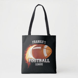 Persoonlijke NAAM American Football Flames Sports Tote Bag