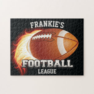 Persoonlijke NAAM American Football Vlammen Sport Legpuzzel