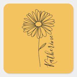 Persoonlijke naam April madelief Geboorte Bloem Vierkante Sticker