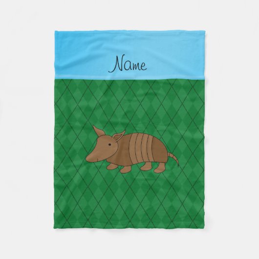 Persoonlijke naam armadillo green argyle fleece deken (Voorkant)