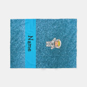 Persoonlijke naam astronaut sky blue glitter fleece deken (Voorkant (Horizontaal))