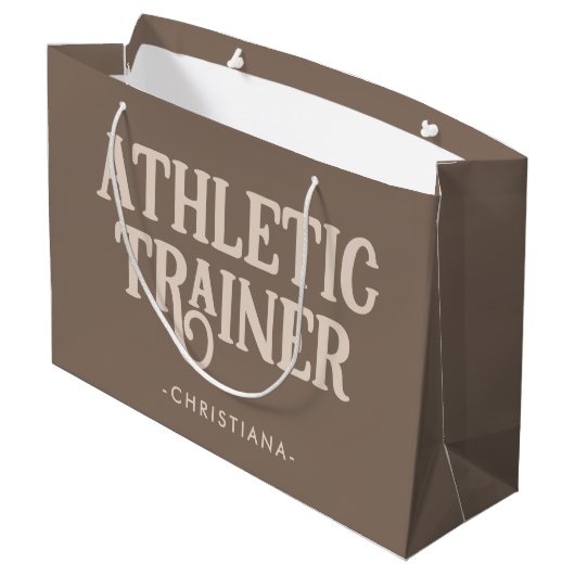 Persoonlijke naam Athletic Trainer Groot Cadeauzakje (Achterkant Gekanteld)