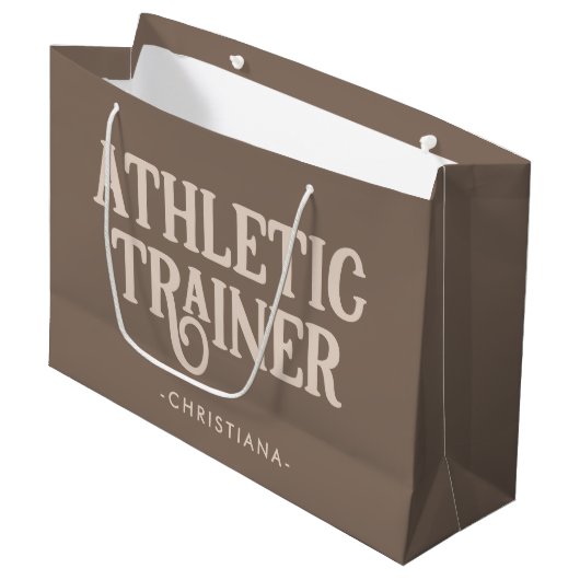 Persoonlijke naam Athletic Trainer Groot Cadeauzakje (Voorkant Gekanteld)
