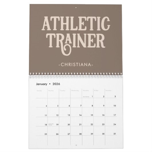 Persoonlijke naam Athletic Trainer Kalender (Jan 2026)