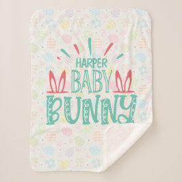 Persoonlijke naam Baby Bunny Butterfly Easter Eggs Sherpa Deken