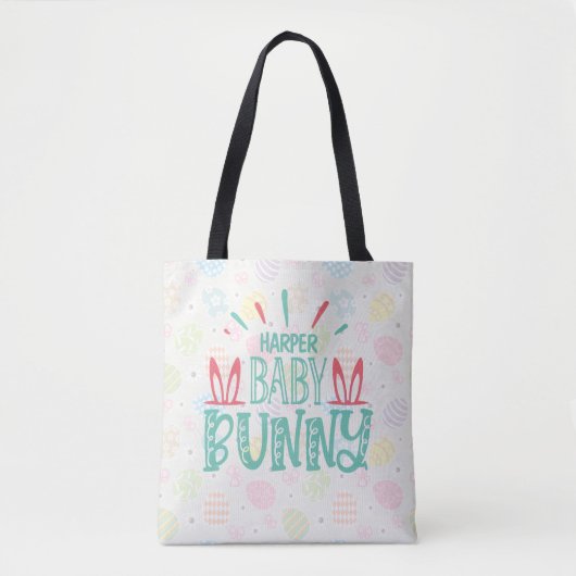 Persoonlijke naam Baby Bunny Butterfly Easter Eggs Tote Bag (Voorkant)