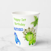 Persoonlijke naam baby dinosaur papieren bekers (Achterkant)