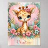 Persoonlijke naam baby-giraffe-kinderkamer poster (Voorkant)