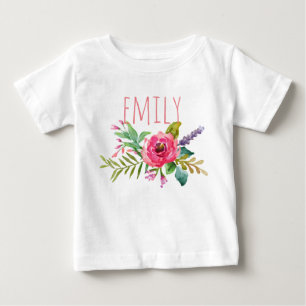 Persoonlijke naam Baby Girl Waterverf Floral-2