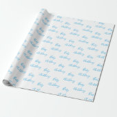 Persoonlijke naam baby jongen script blauw feestje cadeaupapier (Uitgerold)