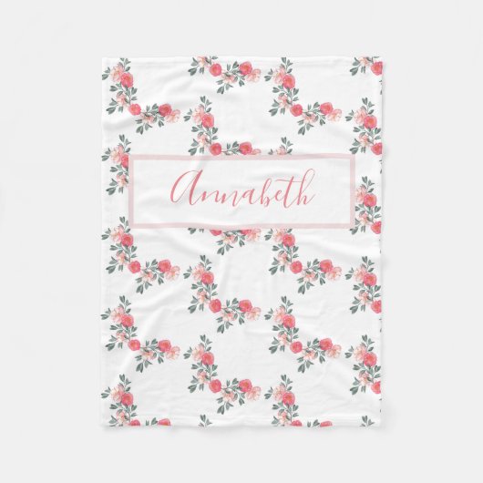 Persoonlijke naam baby meisje met mandje fleece deken (Voorkant)