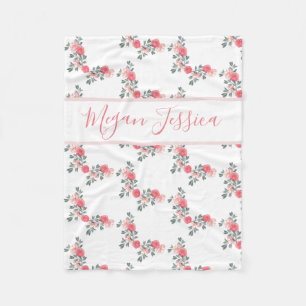 Persoonlijke naam baby meisje met mandje fleece deken