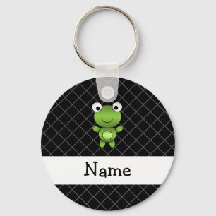 Persoonlijke naam baby zwarte kikker kruis sleutelhanger