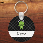 Persoonlijke naam baby zwarte kikker kruis sleutelhanger (Voorkant)