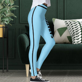 Persoonlijke naam babyblauwe zwarte strepen leuke  leggings