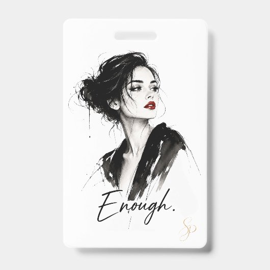 Persoonlijke naam badge | Genoeg. Aangepaste verti (Voorzijde)