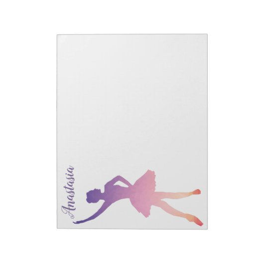 Persoonlijke naam ballerina girl dansend notitiebl notitieblok (Linkerzijde)