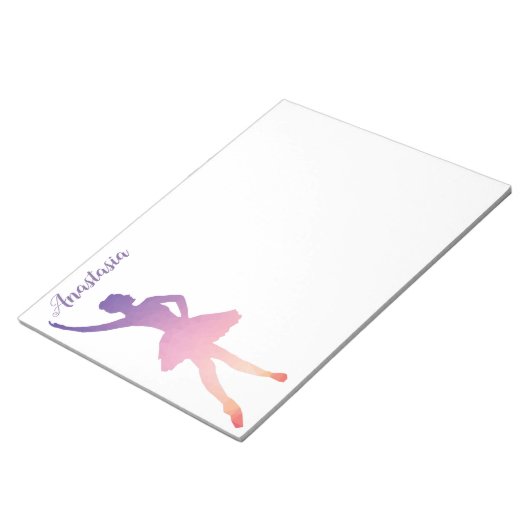 Persoonlijke naam ballerina girl dansend notitiebl notitieblok (Schuin)