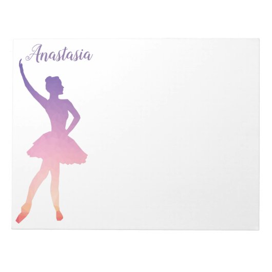 Persoonlijke naam ballerina girl dansend notitiebl notitieblok (Voorkant)