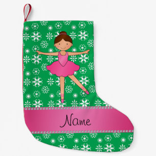 Persoonlijke naam ballerina groene sneeuwvlokken kleine kerstsok