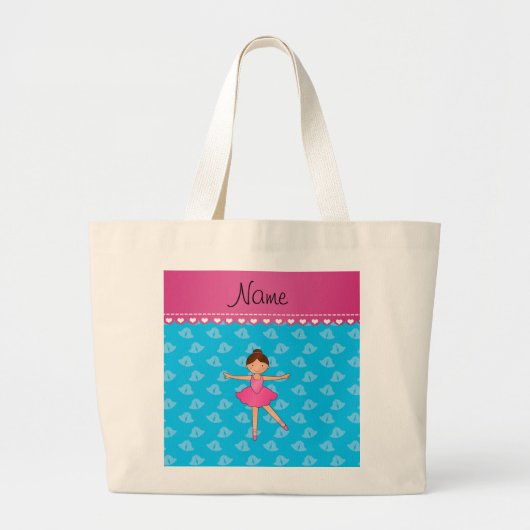 Persoonlijke naam ballerina sky blue bells grote tote bag (Voorkant)