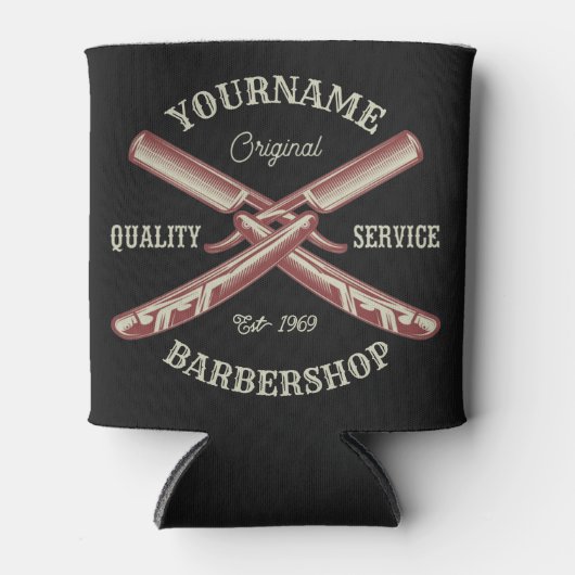 Persoonlijke naam Barber Straight Razor Barbershop Blikjeskoeler (Voorkant)