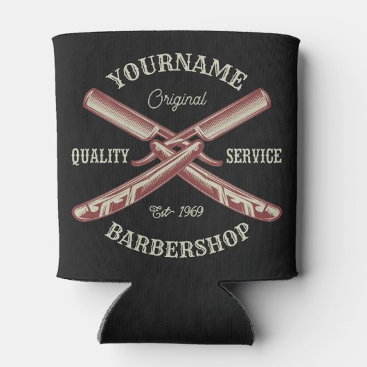 Persoonlijke naam Barber Straight Razor Barbershop Blikjeskoeler (Achterkant)