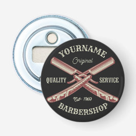 Persoonlijke naam Barber Straight Razor Barbershop Button Flesopener