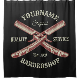Persoonlijke naam Barber Straight Razor Barbershop Douchegordijn