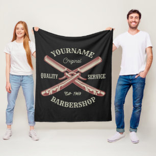 Persoonlijke naam Barber Straight Razor Barbershop Fleece Deken