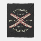 Persoonlijke naam Barber Straight Razor Barbershop Fleece Deken (Voorkant)