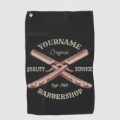 Persoonlijke naam Barber Straight Razor Barbershop Golfhanddoek (Voorkant)