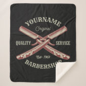 Persoonlijke naam Barber Straight Razor Barbershop Sherpa Deken (Voorkant)