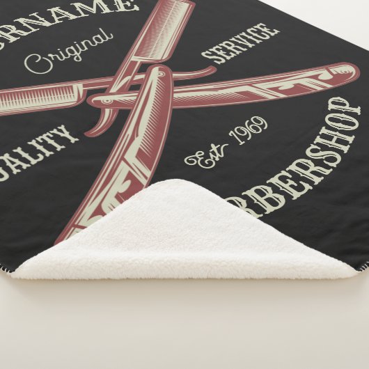 Persoonlijke naam Barber Straight Razor Barbershop Sherpa Deken (3/4)