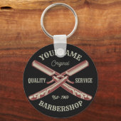 Persoonlijke naam Barber Straight Razor Barbershop Sleutelhanger (Voorkant)