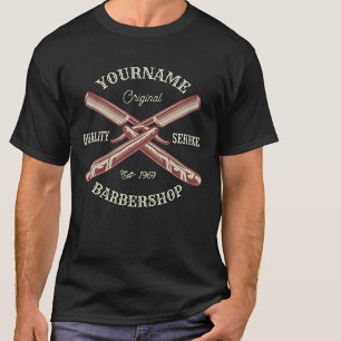 Persoonlijke naam Barber Straight Razor Barbershop T-shirt