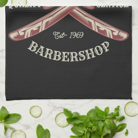 Persoonlijke naam Barber Straight Razor Barbershop Theedoek (Gevouwen)
