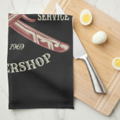 Persoonlijke naam Barber Straight Razor Barbershop Theedoek (Quarter Fold)